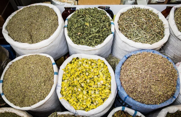 Bags Dried Herbal Tea Sale City Market Baku Azerbaijan Royalty Free Stock Photos