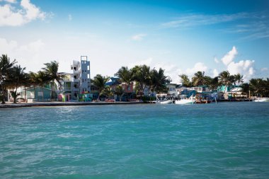 Panoramik, plaj, Caye Caulker küçük bir ada Belize City Belize gelen yaklaşık 20 mil bulunan