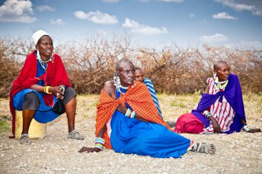 Tanzanya, Afrika-Şubat 9, 2014: geleneksel süsler, 9 Şubat 2014 üzerinde yerel halkın günlük yaşamın inceleme ile Masai. Tanzanya.