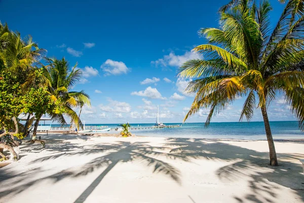 Bela Vista Caribenha Com Água Azul Turquesa Ilha Caye Caulker — Fotografia de Stock