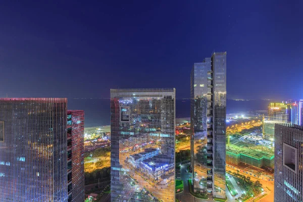 Xiamen Guanyinshan iş bölgesi gece çekimi