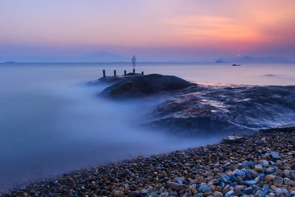 Xiamen Huandao yol deniz manzarası günbatımı
