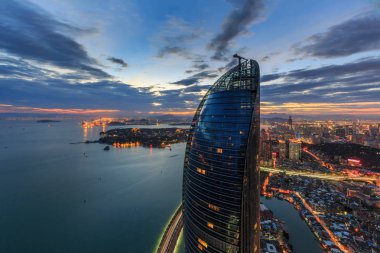 Xiamen Shimao Boğazı bina Petronas ikiz kuleleri sahne