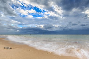 Çin'deki Xiamen Guanyinshan deniz manzarası