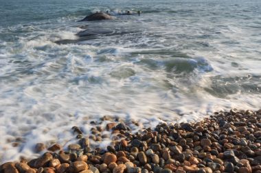Xiamen Huandao yol deniz manzarası günbatımı