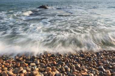 Xiamen Huandao yol deniz manzarası günbatımı