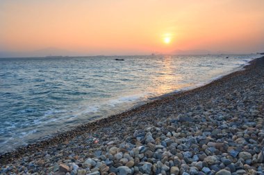 Xiamen Huandao yol deniz manzarası günbatımı