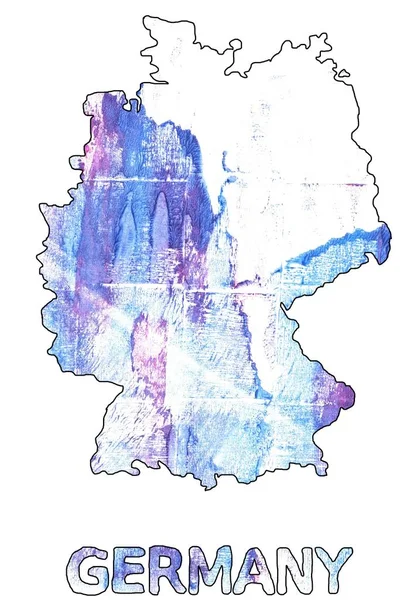 Duitsland kaart overzicht Azureish witte aquarel — Stockfoto