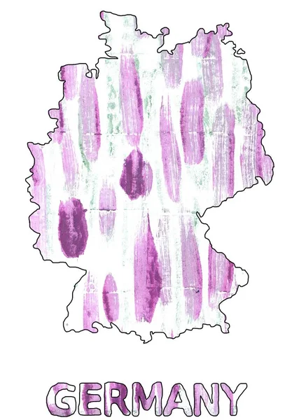 Almanya harita anahat orta lavanta pembe suluboya — Stok fotoğraf