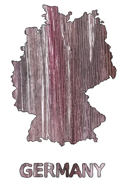 Allemagne carte contour aquarelle Deep Taupe — Photo