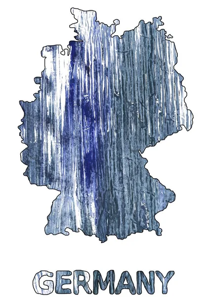 Germany map outline Weldon Blue watercolor — Stock Photo, Image