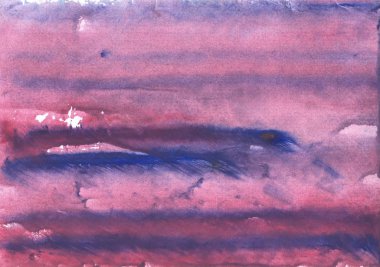 Leylak mavisi bulutlar. Soyut suluboya arka plan. Resim dokusu