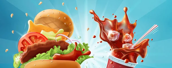 Burger and soda — Stock Photo, Image