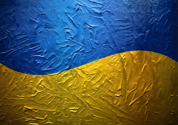 Grungy pintado ucraniano bandeira vetor —  Vetores de Stock