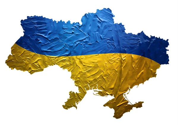 Ukrainische Landkarte mit bemalter Flaggenstruktur — Stockvektor