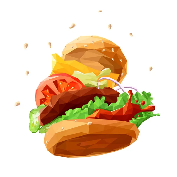 Burger Low Poly — Stock Vector