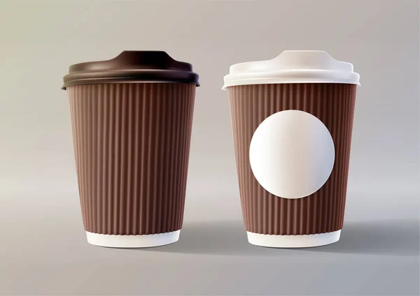 Bruin koffie rimpel Cups gelaagde Vector Illustratie Eps 10 — Stockvector