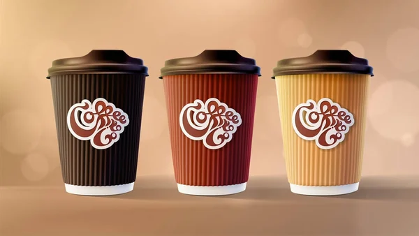 Tazas de café para llevar Cappuccino Vector de fondo EPS10 — Archivo Imágenes Vectoriales