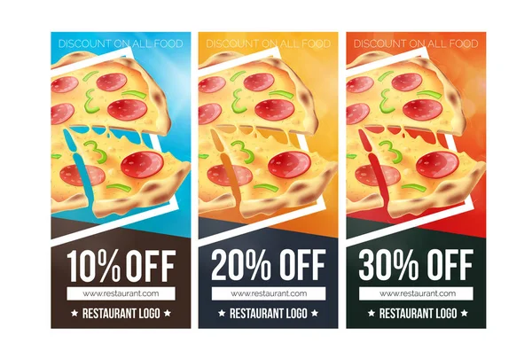 Fast Food Pizza modèles de bons de réduction — Image vectorielle