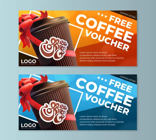 Modello di voucher per caffè gratuito — Vettoriale Stock