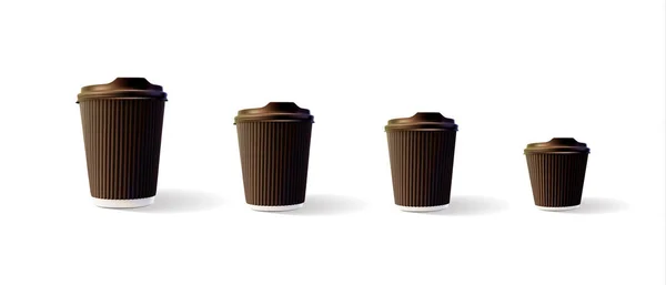 Kaffee-Rundtassen 4 Größen isoliert auf weißem Hintergrund — Stockvektor