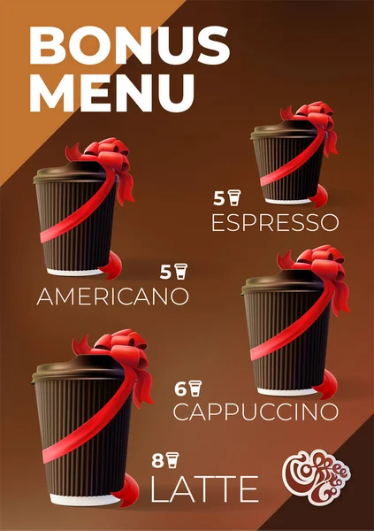 Cartaz de menu de bônus de café para ir — Vetor de Stock