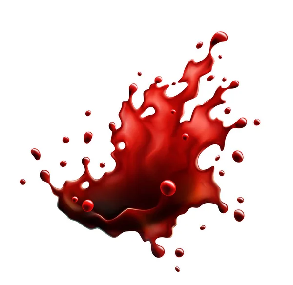 白い背景に分離された血赤いスプラッシュ — ストックベクタ