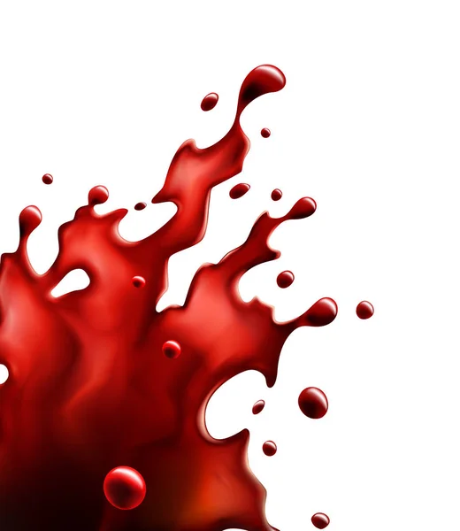 Sangre salpicadura roja aislada sobre un fondo blanco — Vector de stock