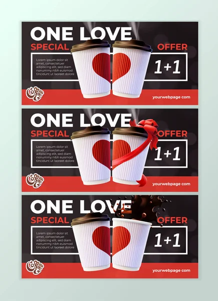 Jedna láska káva letáky šablony. — Stockový vektor