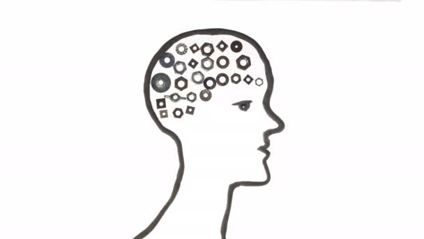 Beyin düşünme kavramı animasyon — Stok video