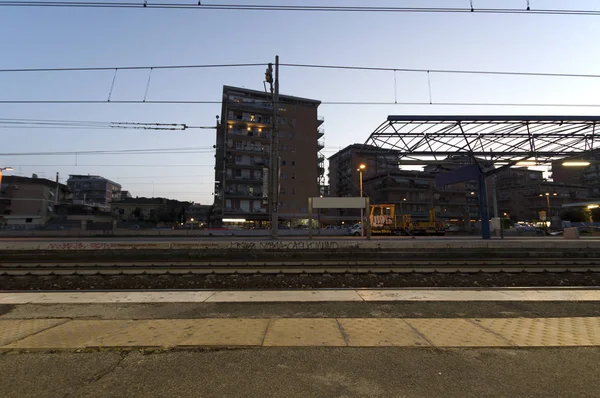 Railway station at dusk — Stock Photo, Image