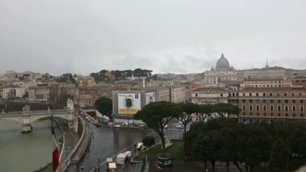 ローマ、イタリア、ルンゴテレベ全景 — ストック動画