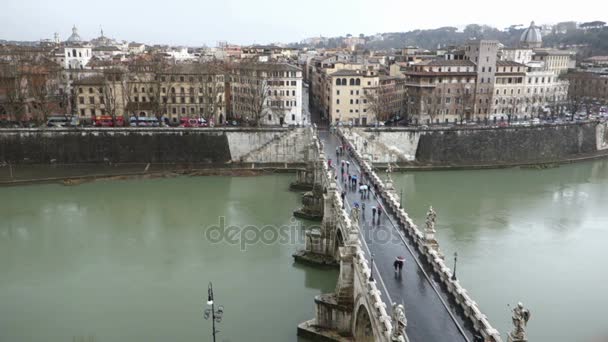Ponte Sant Angelo Roma — Stok video