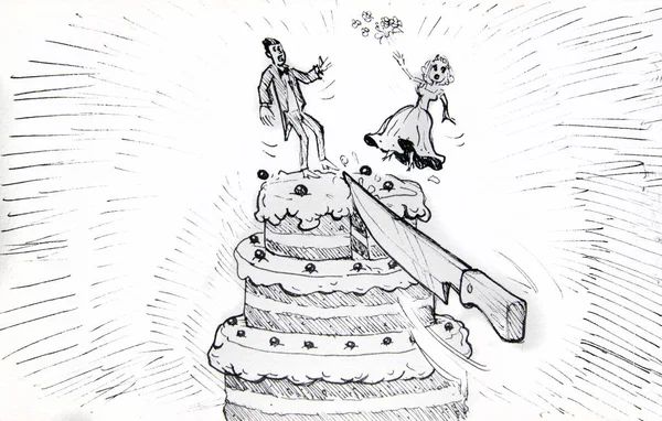 Bruden och brudgummen äktenskap underlåtenhet — Stockfoto