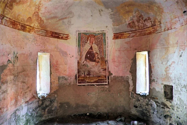 Oude fresco van Madonna — Stockfoto