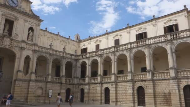 Lecce Italy July 2017 People Piazza Del Duomo Cathedral Square — Stock Video