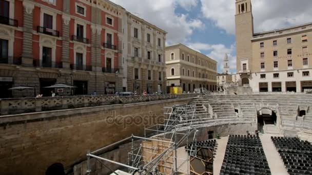 Lecce Italia Julio 2017 Anfiteatro Romano Antiguo Piazza San Oronzo — Vídeo de stock