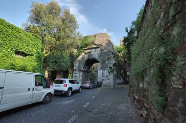Traffic  on the ancient Appian way clipart