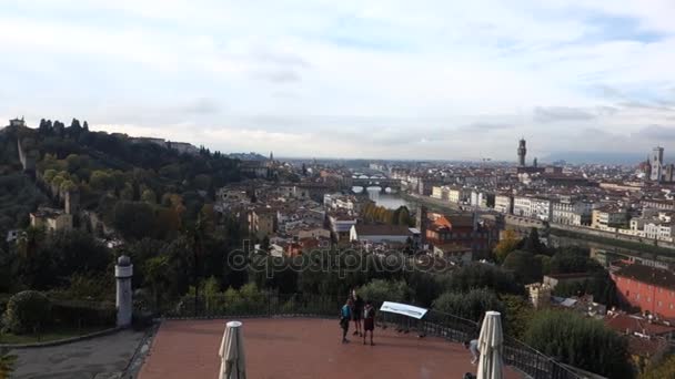 Florença Itália Novembro 2017 Pessoas Piazzale Michelangelo Famosa Praça Com — Vídeo de Stock