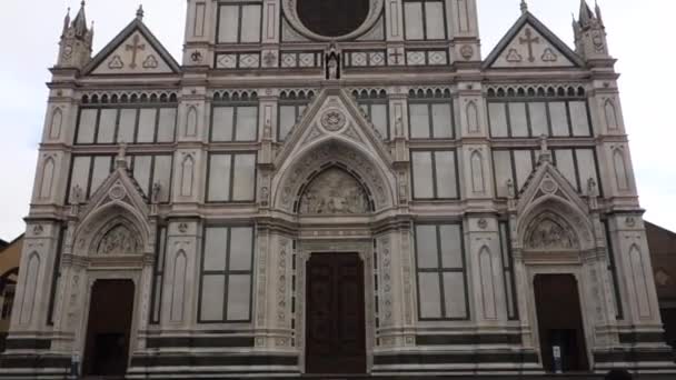 Florenz Italien Basilika Von Santa Croce Kirche Fassade — Stockvideo