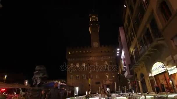 Florens Italien November 2017 Lokala Livet Det Berömda Torget Piazza — Stockvideo