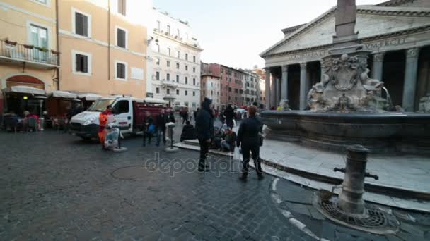 Roma Itália Novembro 2017 Multidões Pessoas Frente Panteão — Vídeo de Stock