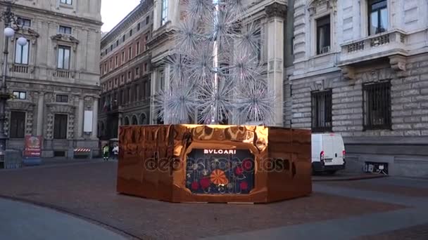 Milán Italia Diciembre 2017 Árbol Navidad Ofrecido Por Bulgari Famosa — Vídeo de stock