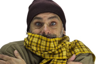 Adam beyaz üzerinde dondurma