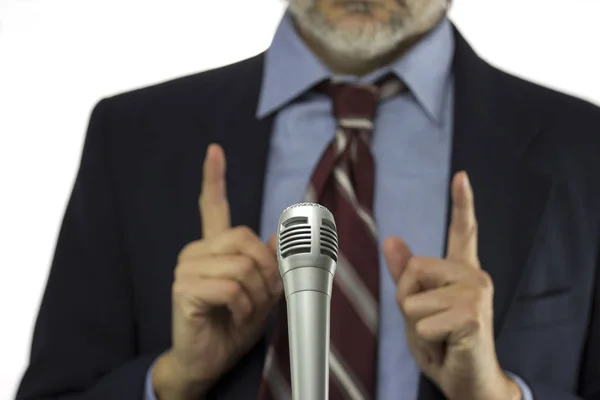 Blurred man speaking over white — Stock Photo, Image