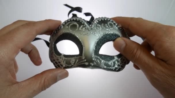 Venetië Carnaval Masker Witte Achtergrond Venetiaanse Carnaval Concept — Stockvideo