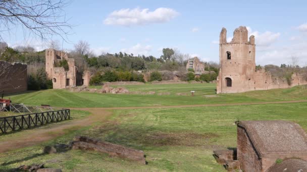 Villa Massenzio Ruinas Romanas Largo Antigua Carretera Vía Appia Roma — Vídeo de stock