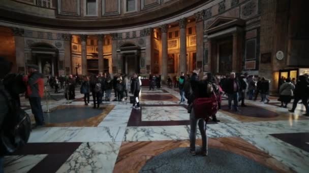 Rome Olaszország 2017 November Sok Sok Ember Belsejében Pantheon Legjobban — Stock videók