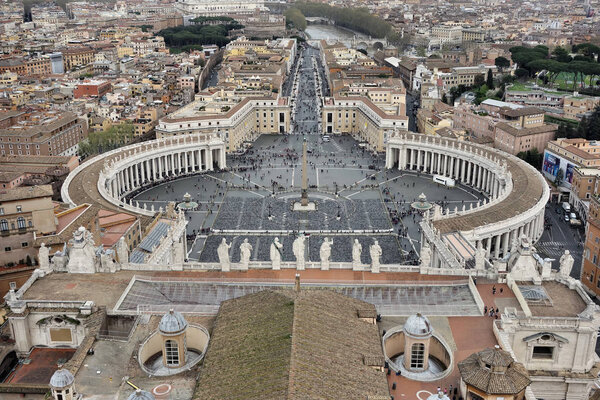 Aerial view of the Saint Peter's Square (Piazza San Pietro) in Vatican City, Rome, Italy