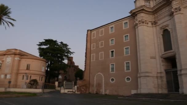 Εξωτερικό Της Βασιλικής Του Τιμίου Σταυρού Στην Ιερουσαλήμ Ρώμη Ιταλία — Αρχείο Βίντεο